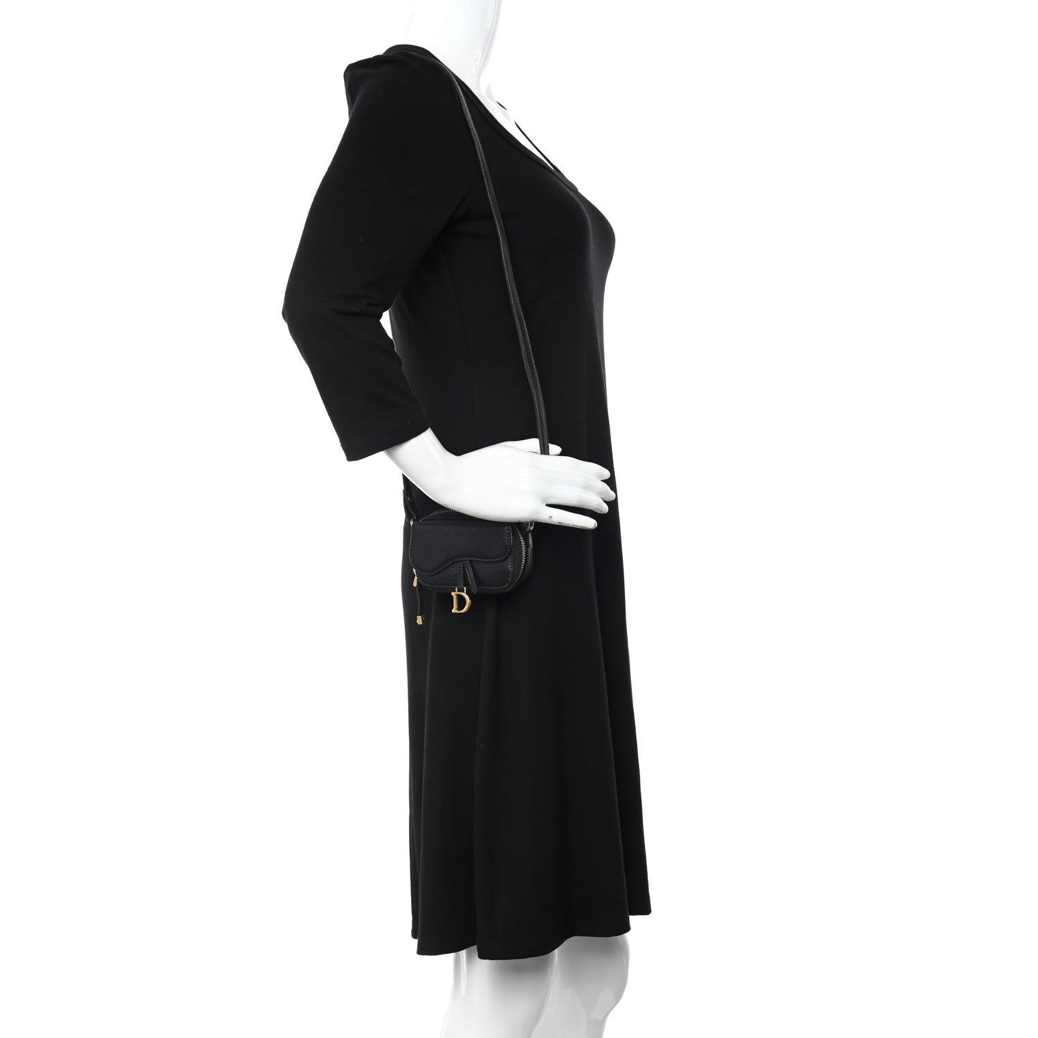 Christian Dior Goatskin Mini Saddle Shoulder Strap Pouch Black 3 of 9