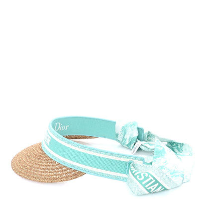 Christian Dior Straw Embroidered Dioriviera D-Ocean Visor  Green White 5 of 6