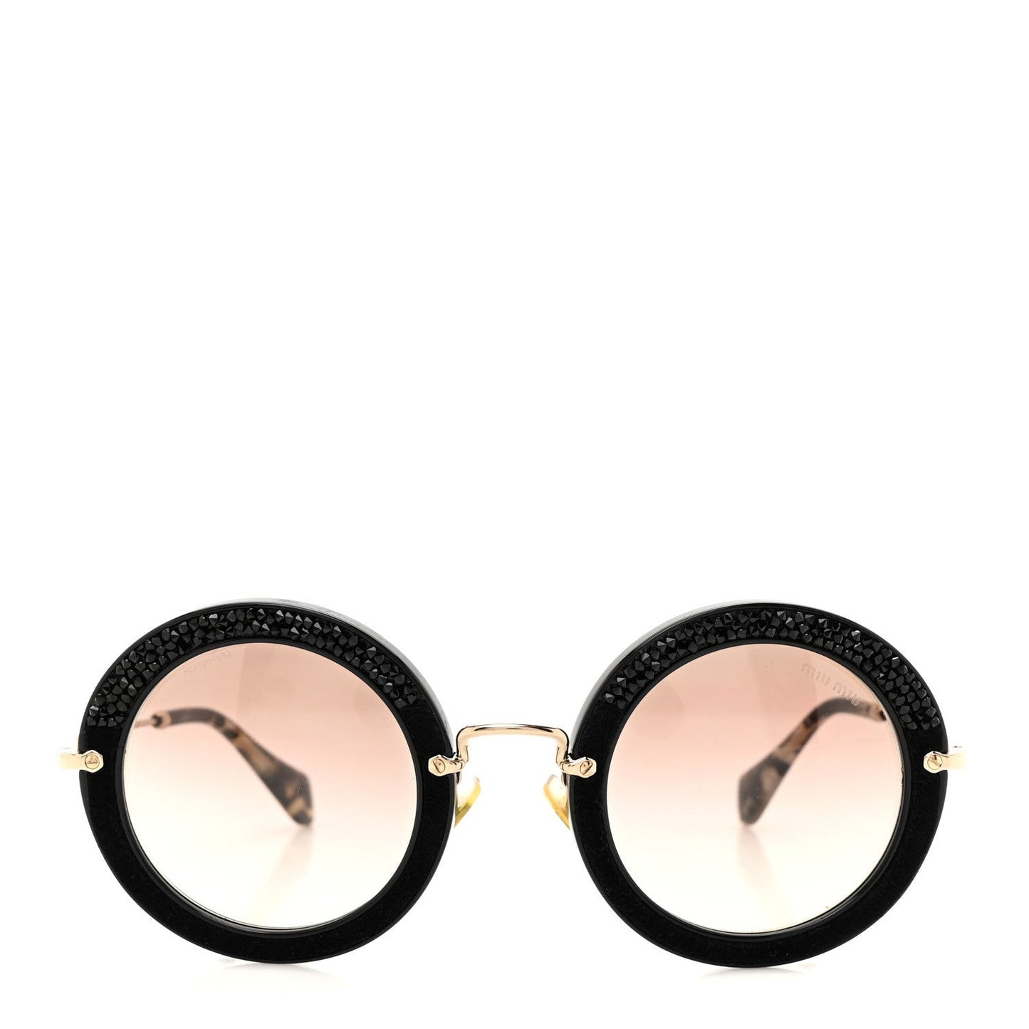 Metal Round Crystal Sunglasses SMU08R Black Tortoise
