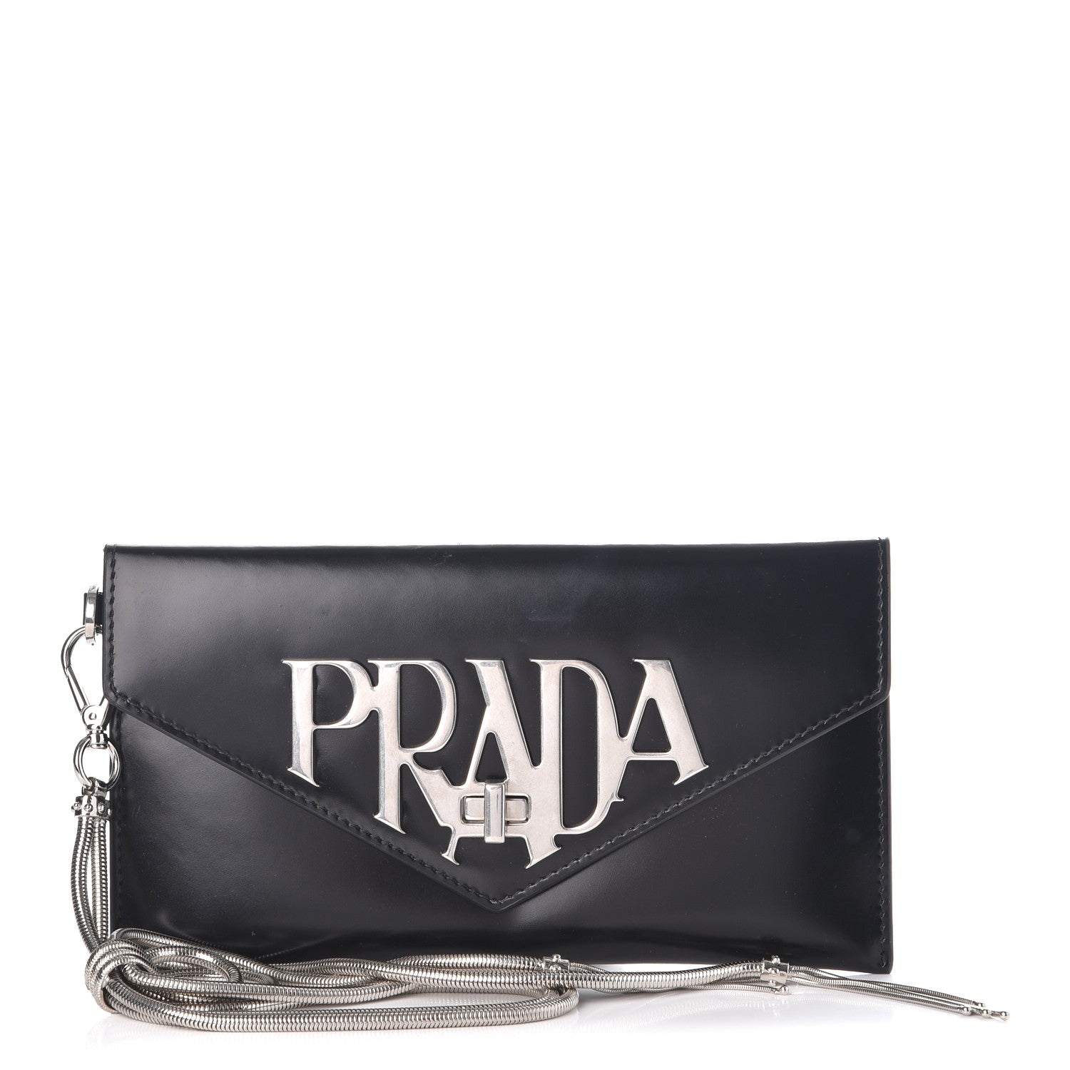 Prada Spazzolato Logo Envelope Clutch Nero Black 1 of 7