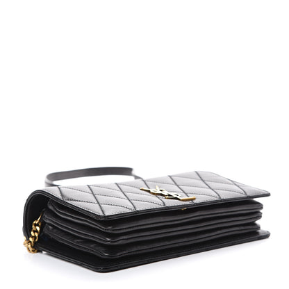 Saint Laurent Lambskin Diamond Quilted Monogram Angie Chain Bag Black 3 of 17