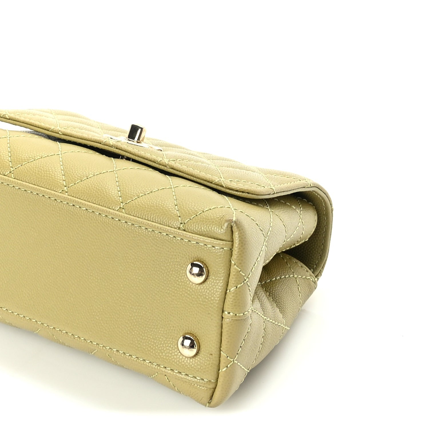 Chanel Caviar Quilted Extra Mini Coco Handle Flap Light Green 9 of 9