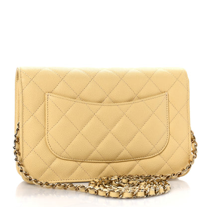 Chanel Caviar Quilted Wallet on Chain WOC Yellow 3 of 10