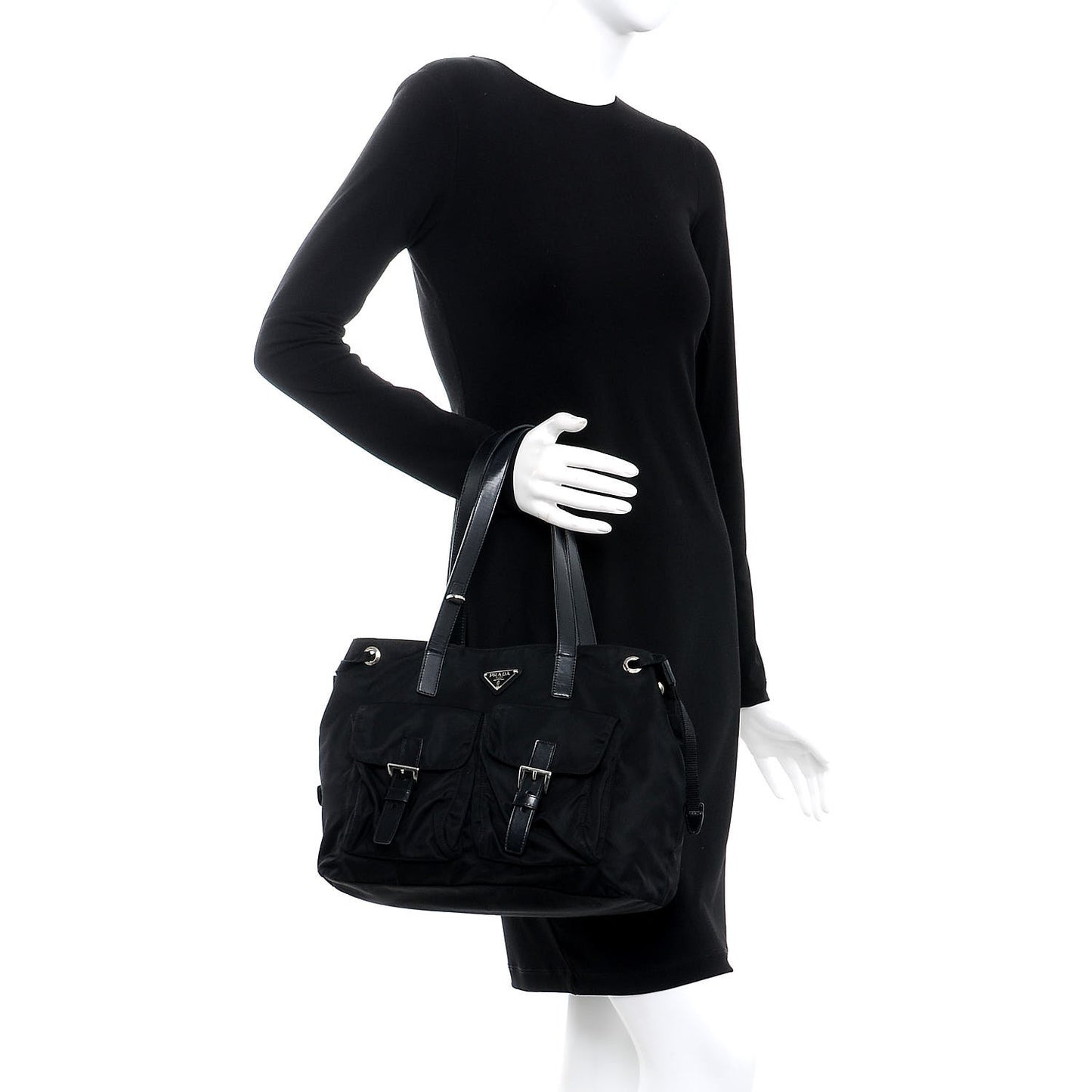 Nylon Vela Shopping Tote Black