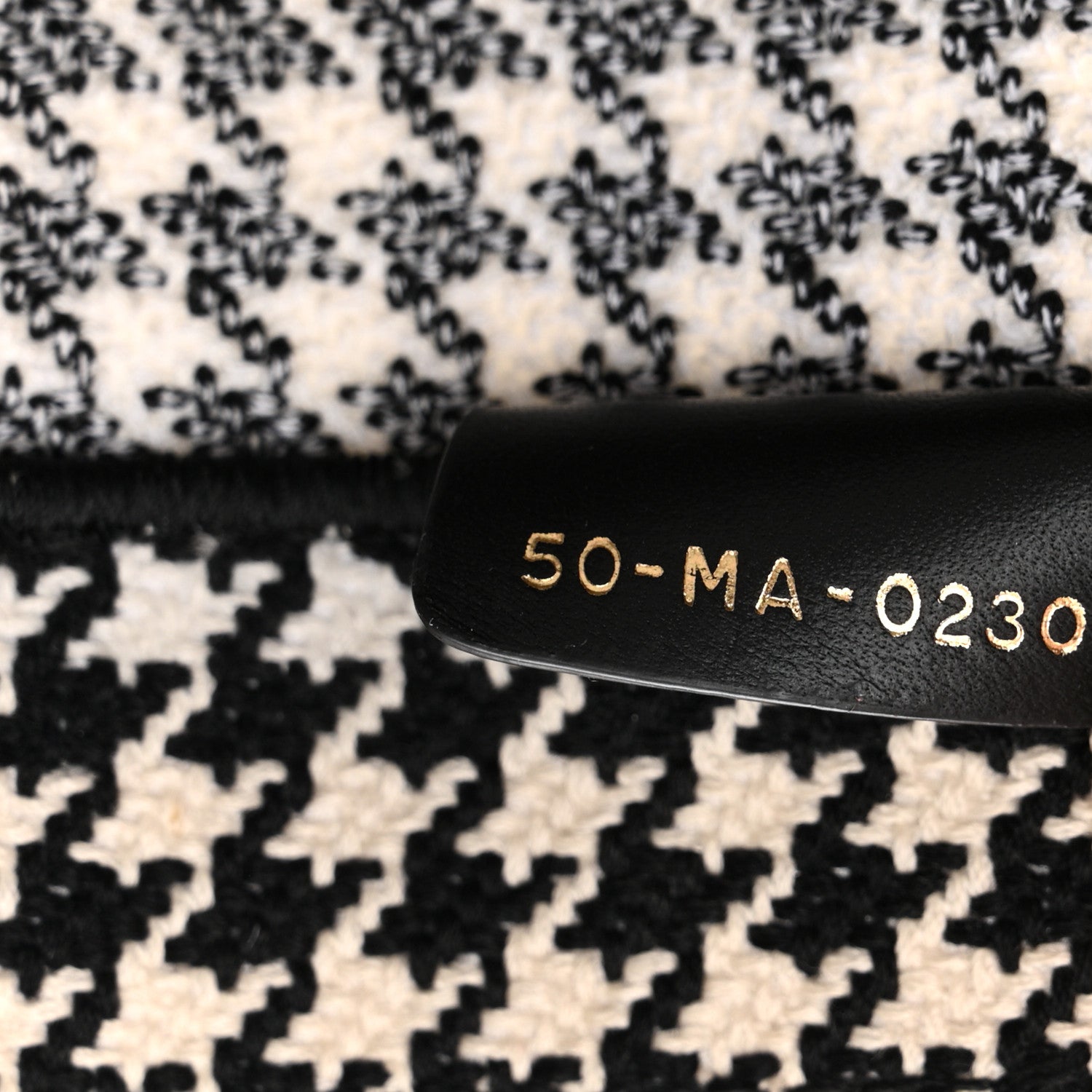 Christian Dior Canvas Houndstooth Embroidered Medium Book Tote Black White 7 of 27