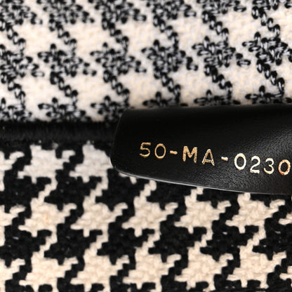 Christian Dior Canvas Houndstooth Embroidered Medium Book Tote Black White 7 of 27