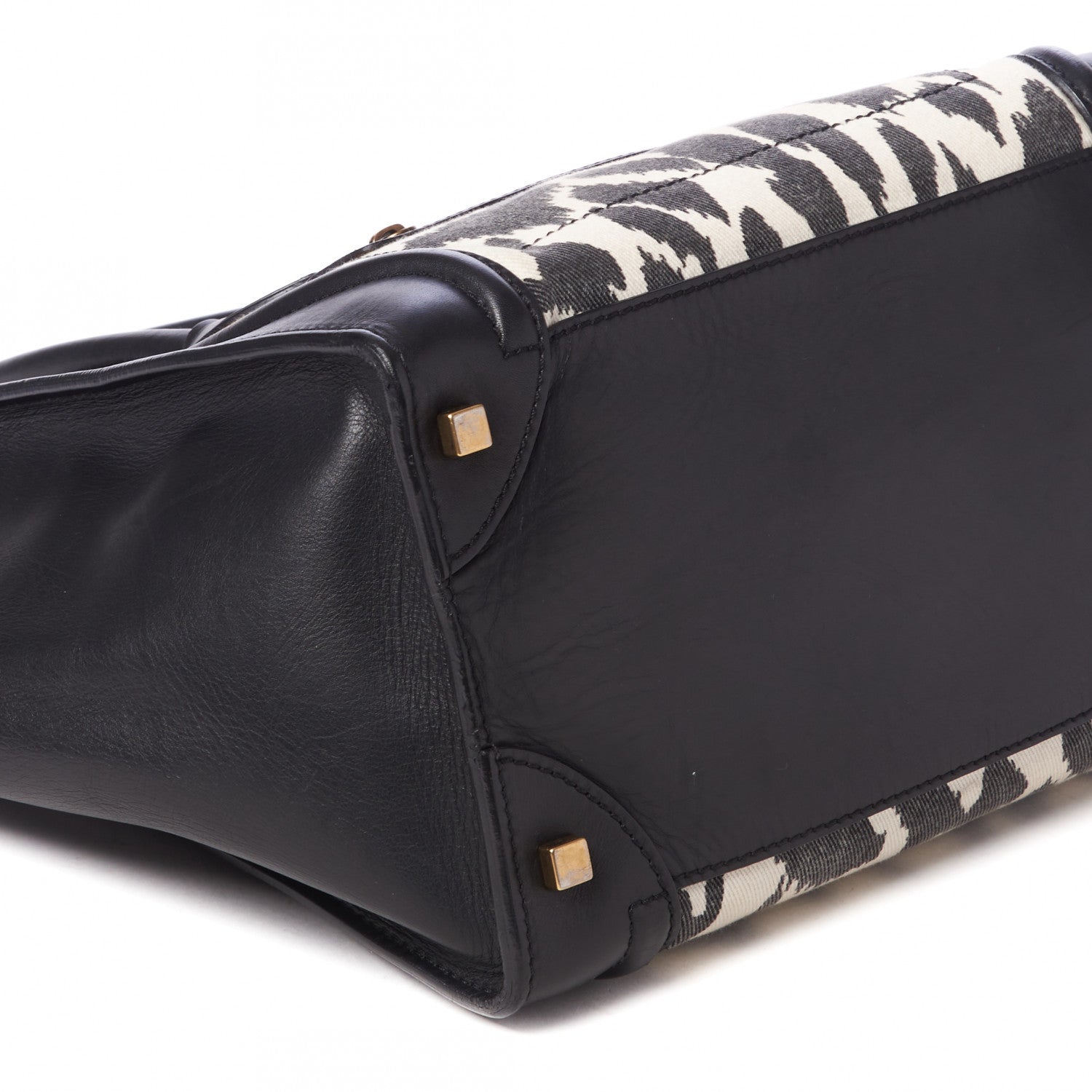 Celine Canvas Smooth Calfskin Leopard Print Mini Luggage Black 6 of 8