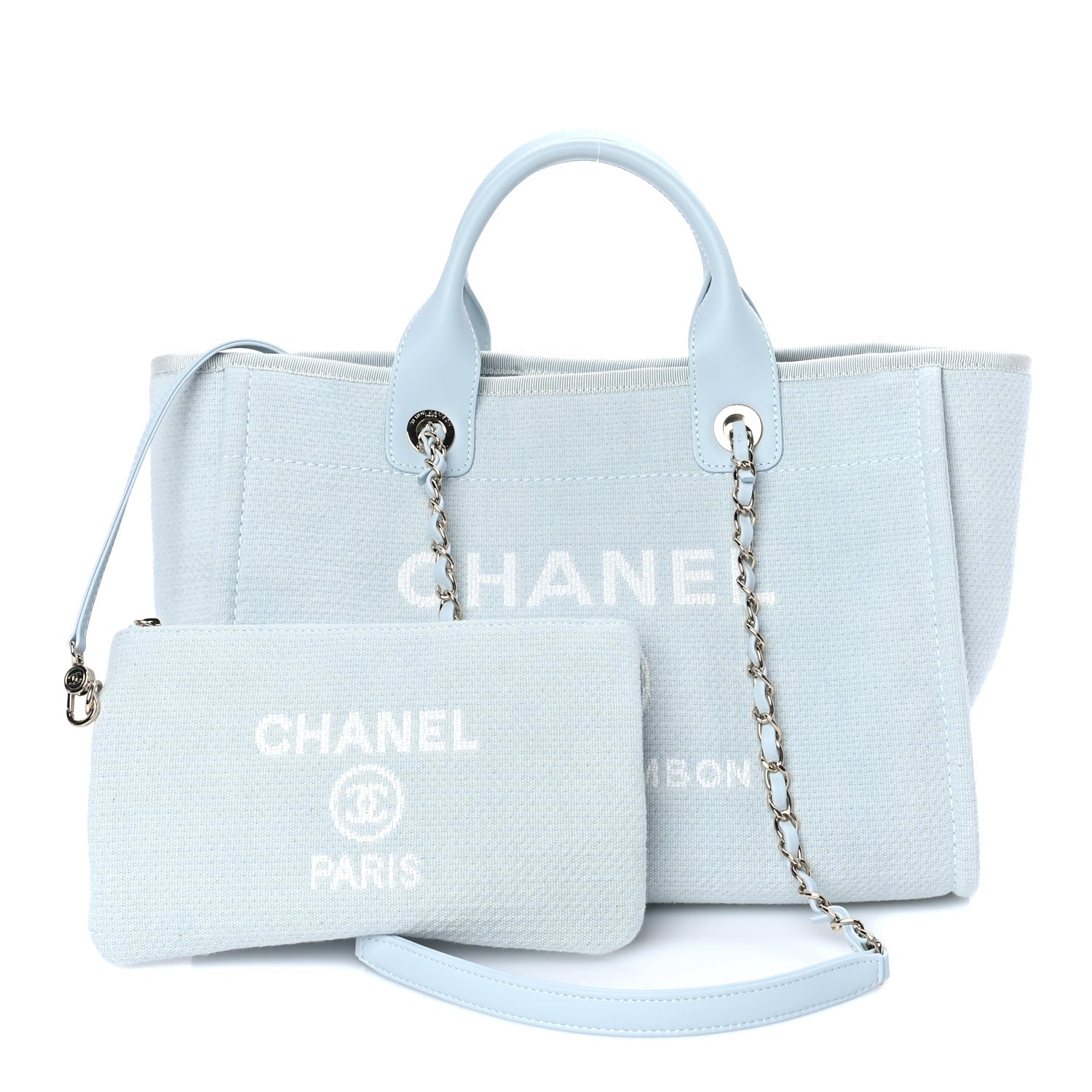 Chanel Mixed Fibers Small Deauville Tote Light Blue 2 of 7