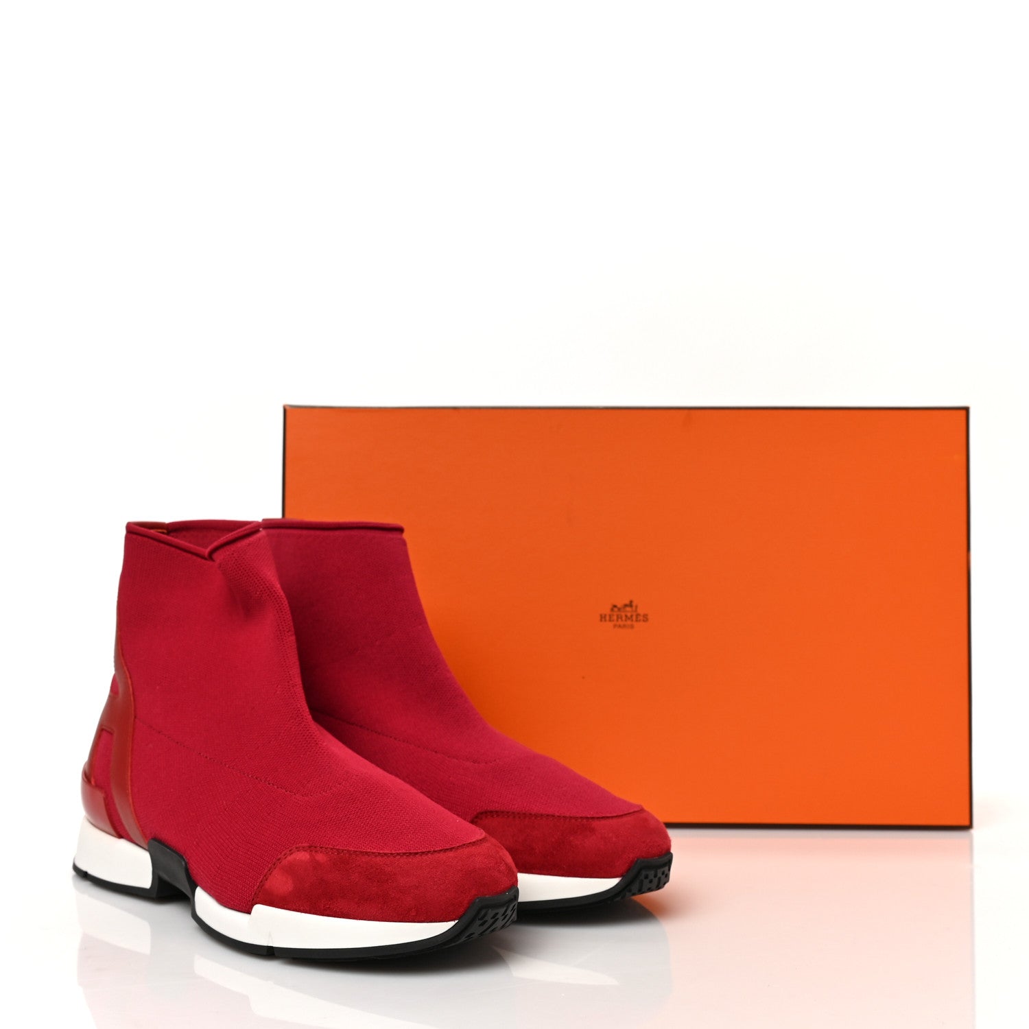 Hermes Mesh Calfskin Suede Soft Sneakers 36.5 Red 7 of 7