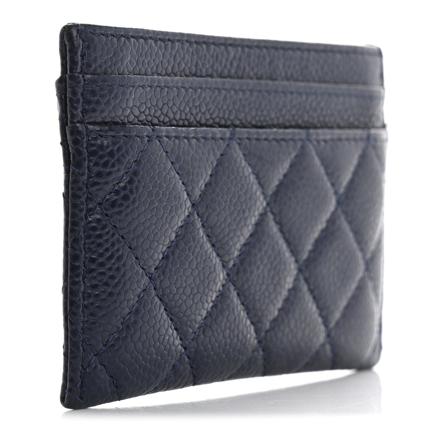 Caviar Quilted Boy Card Holder Navy Blue