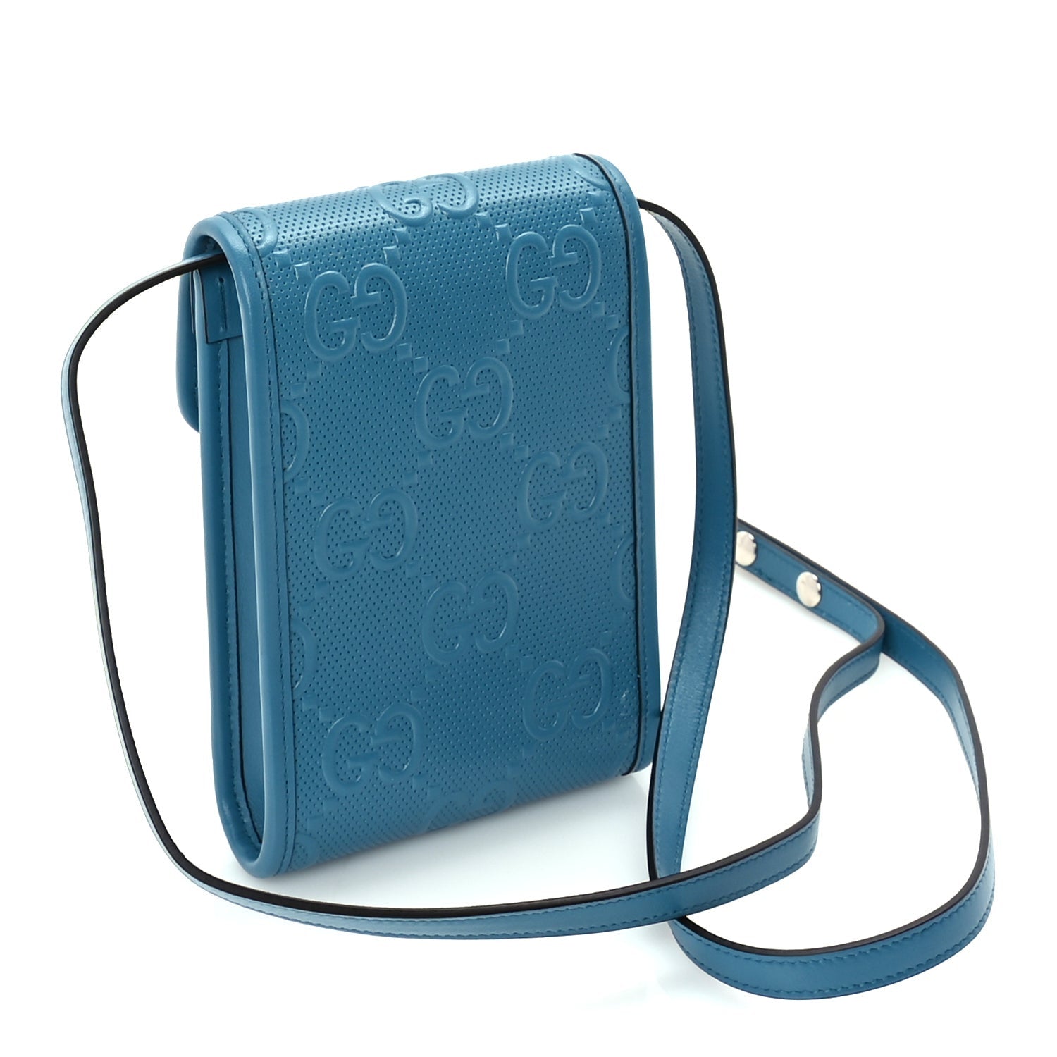 Gucci Calfskin GG Tennis Embossed Mini Crossbody Bag  Blue 2 of 8