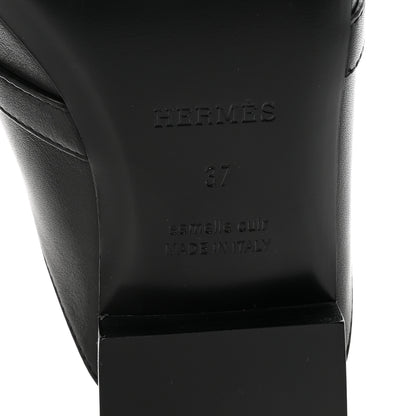 Hermes Calfskin Fringe Oz Mules 37 Black White 7 of 10