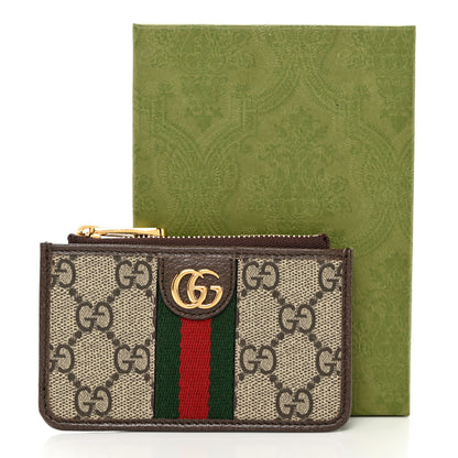 Gucci GG Supreme Monogram Web Ophidia Zip Card Case Brown 3 of 8
