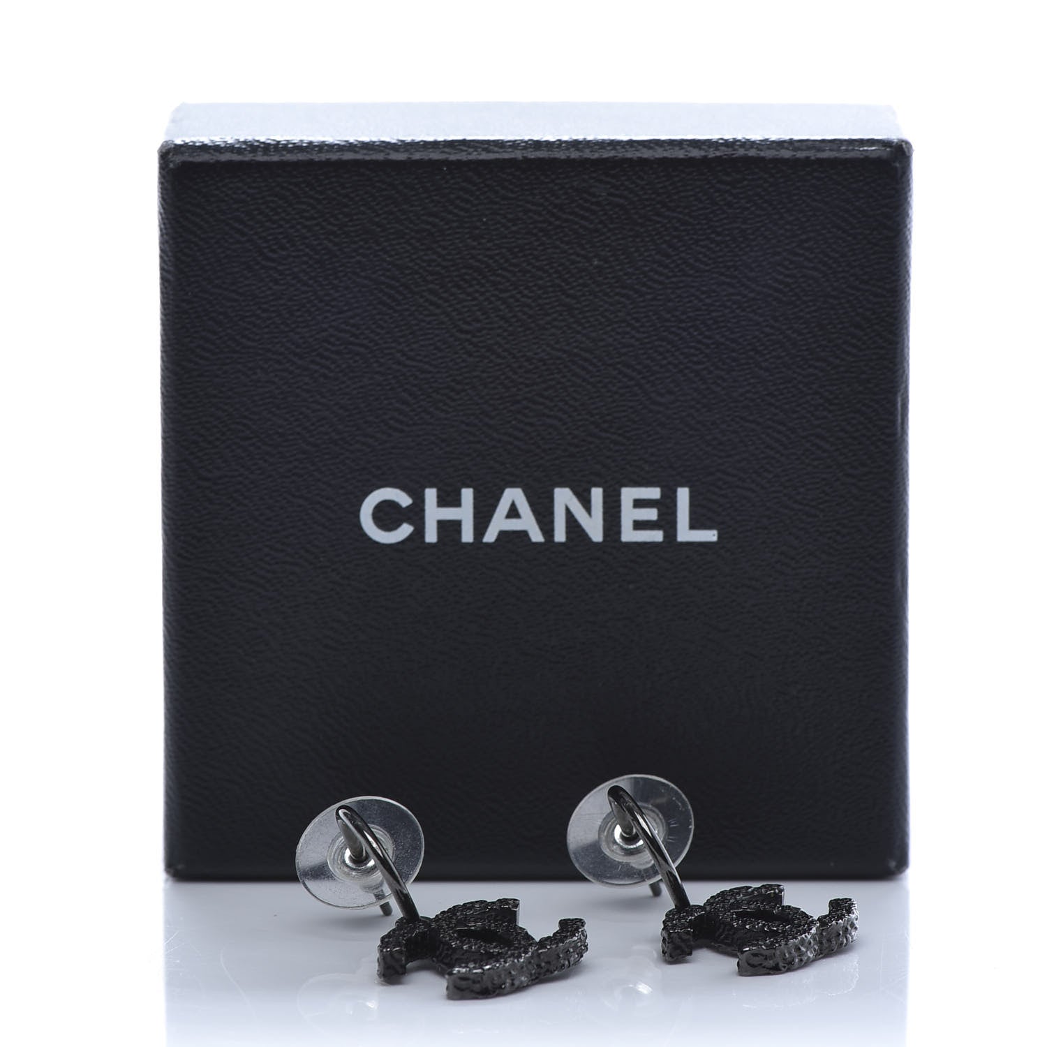 Chanel CC Camellia Drop Earrings Black 5 of 5