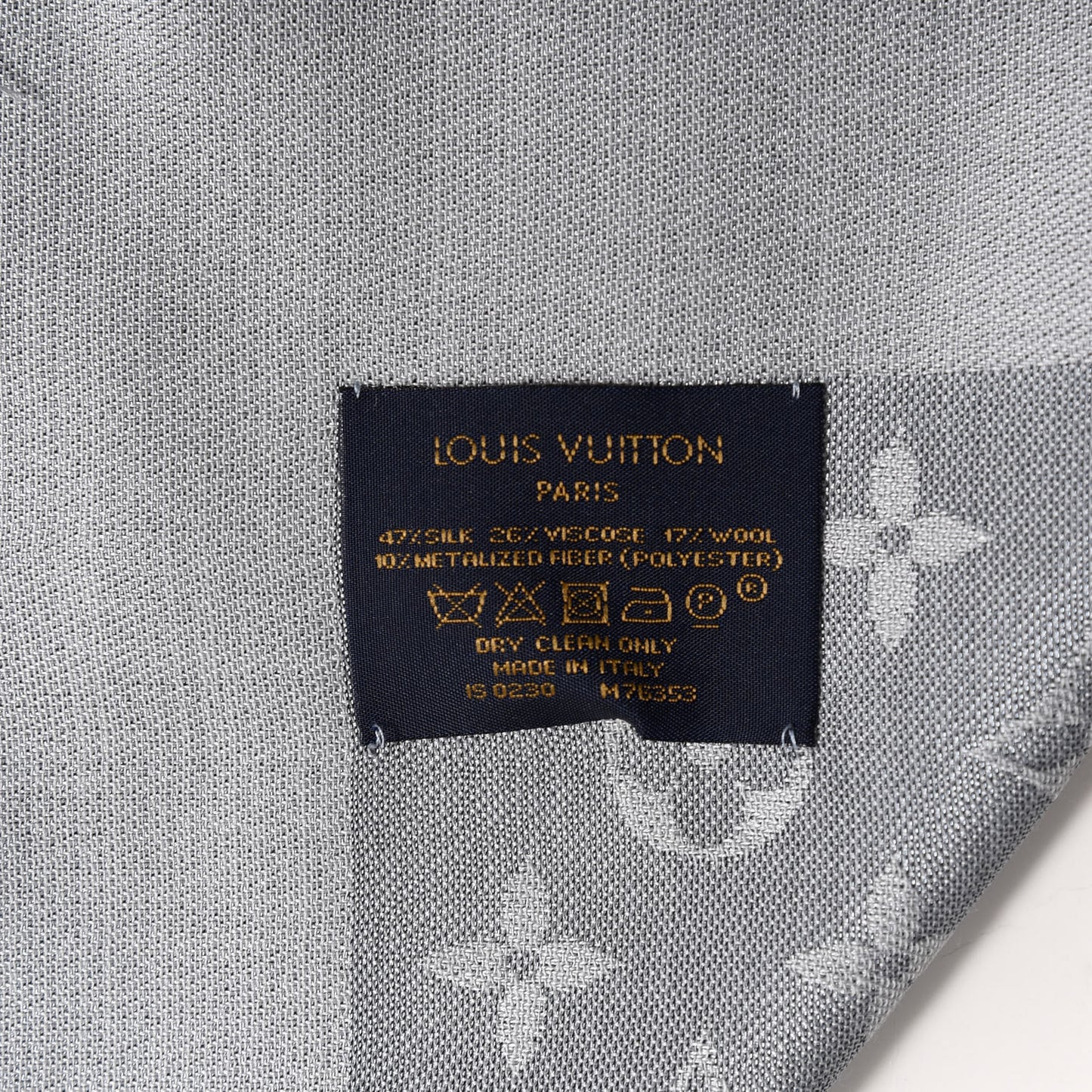 Silk Lurex Wool Monogram Shine Shawl Grey