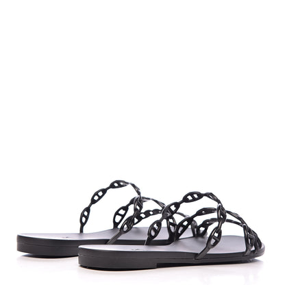 Hermes Rubber Chaine d'Ancre Rivage Sandals 40 Black 4 of 9