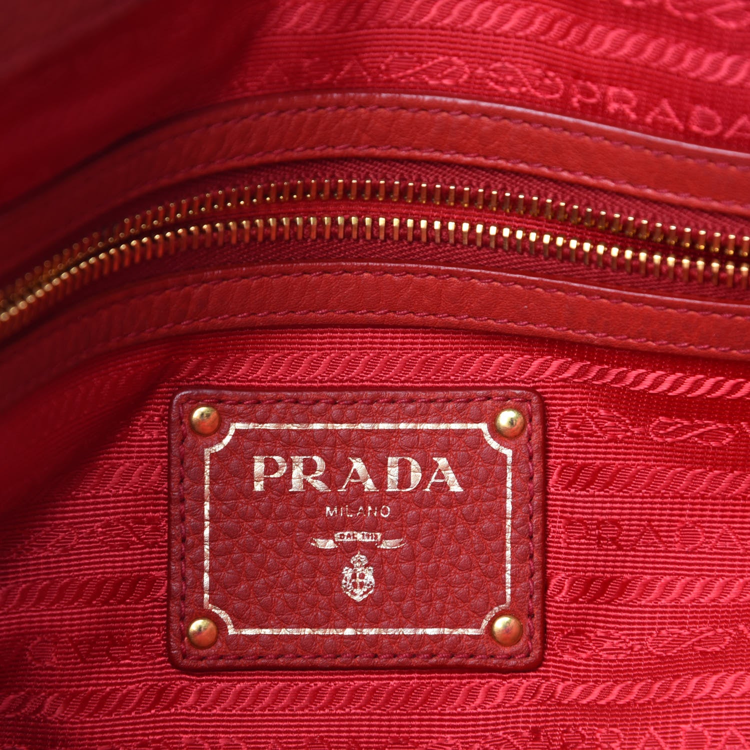 Prada Vitello Daino Top Handle Shoulder Bag Rosso 14 of 17