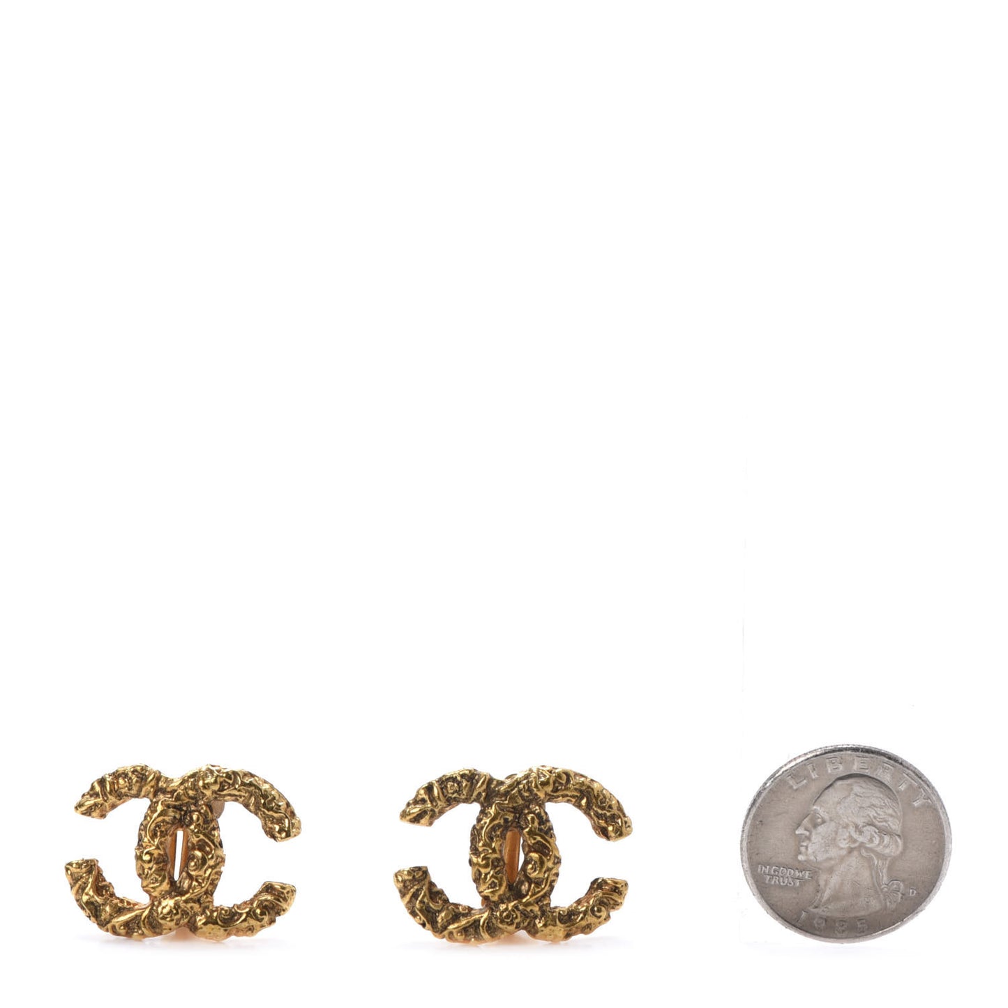 Textured CC Clip On Earrings Gold