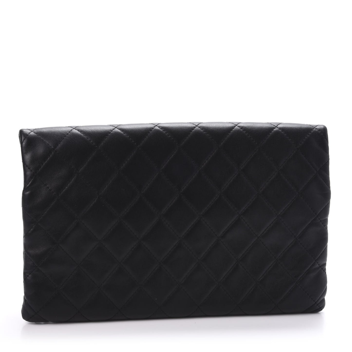 Lambskin Quilted CC Beauty Clutch Black