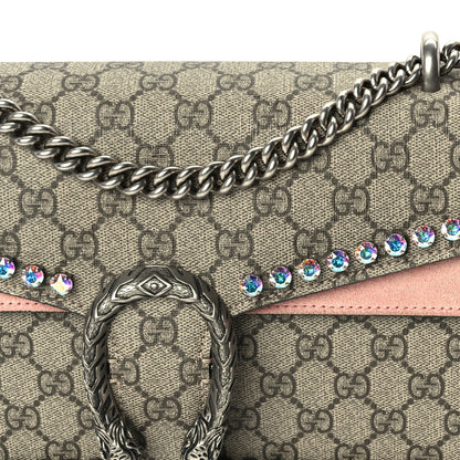 Gucci GG Supreme Monogram Suede Crystal Small Dionysus Shoulder Bag  Beige Ebony Light Peonia 7 of 9