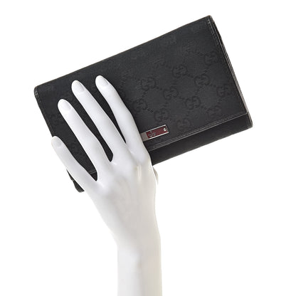 Gucci Monogram Metal Bar Continental Flap Wallet Black 2 of 18