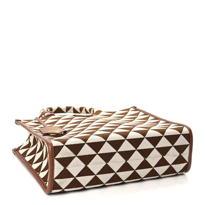 Prada Jacquard Saffiano Triangolo Symbole Embroidered Small Tote Tobacco Talco Tabacco/Talco 3 of 10