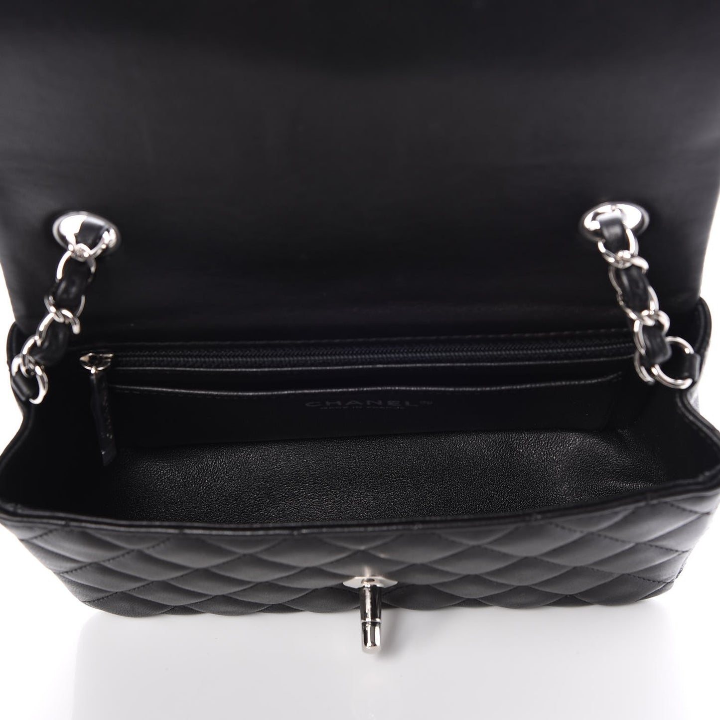 Lambskin Quilted Mini Rectangular Flap Black