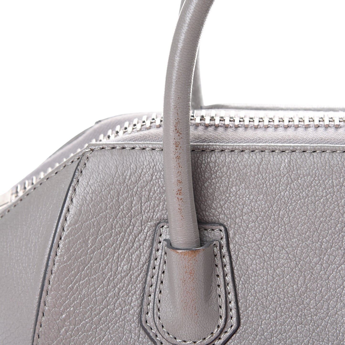 Sugar Goatskin Mini Antigona Pearl Grey