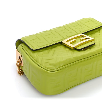 Fendi Nappa FF Embossed Small Midi Chain Baguette  Wasabi 7 of 7