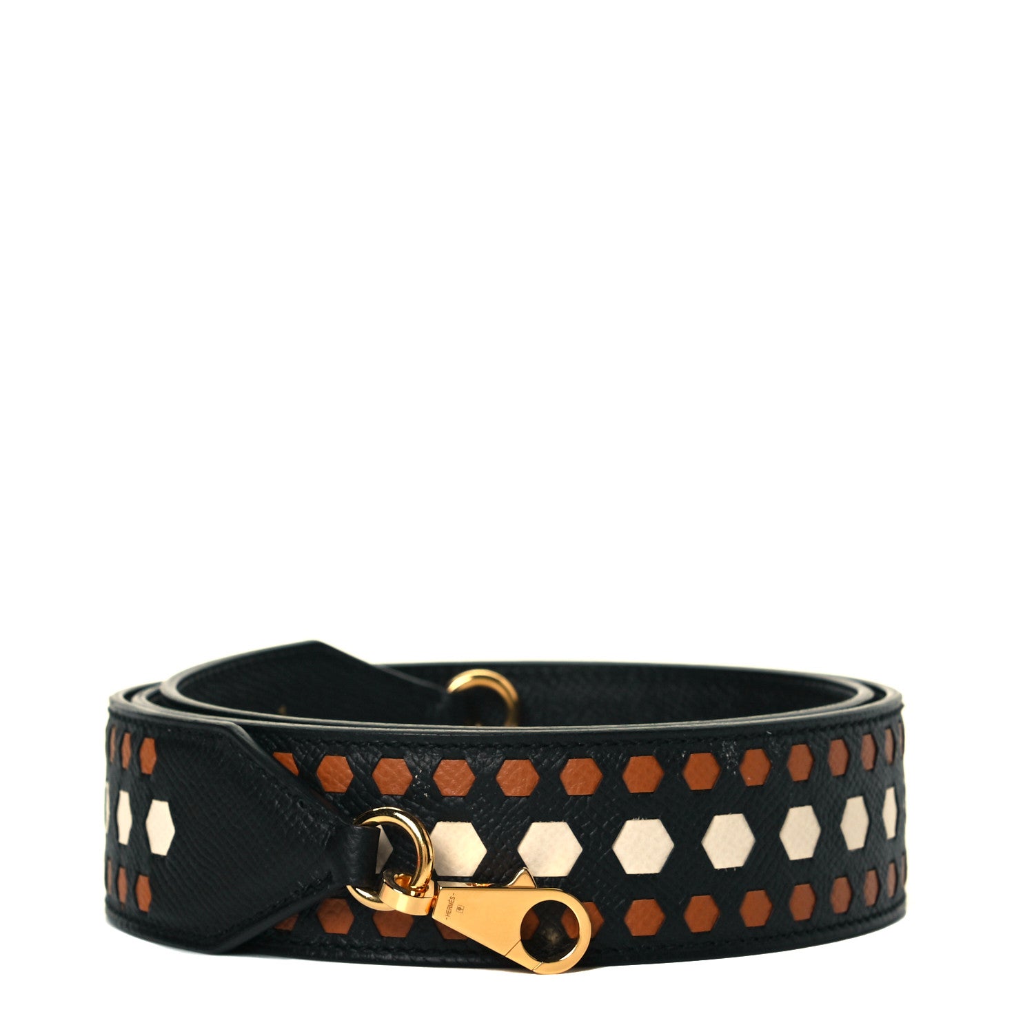 Hermes Epsom 30mm Hexagone Tressage Shoulder Strap Black Craie 1 of 4