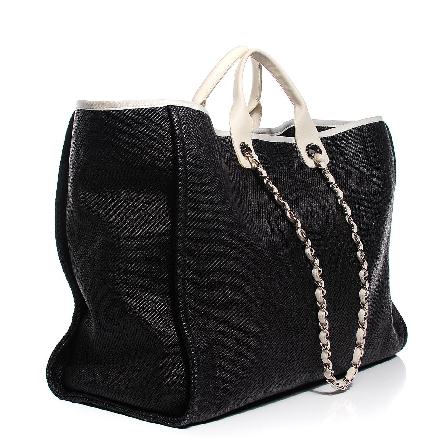 Canvas Large Deauville Tote Black White