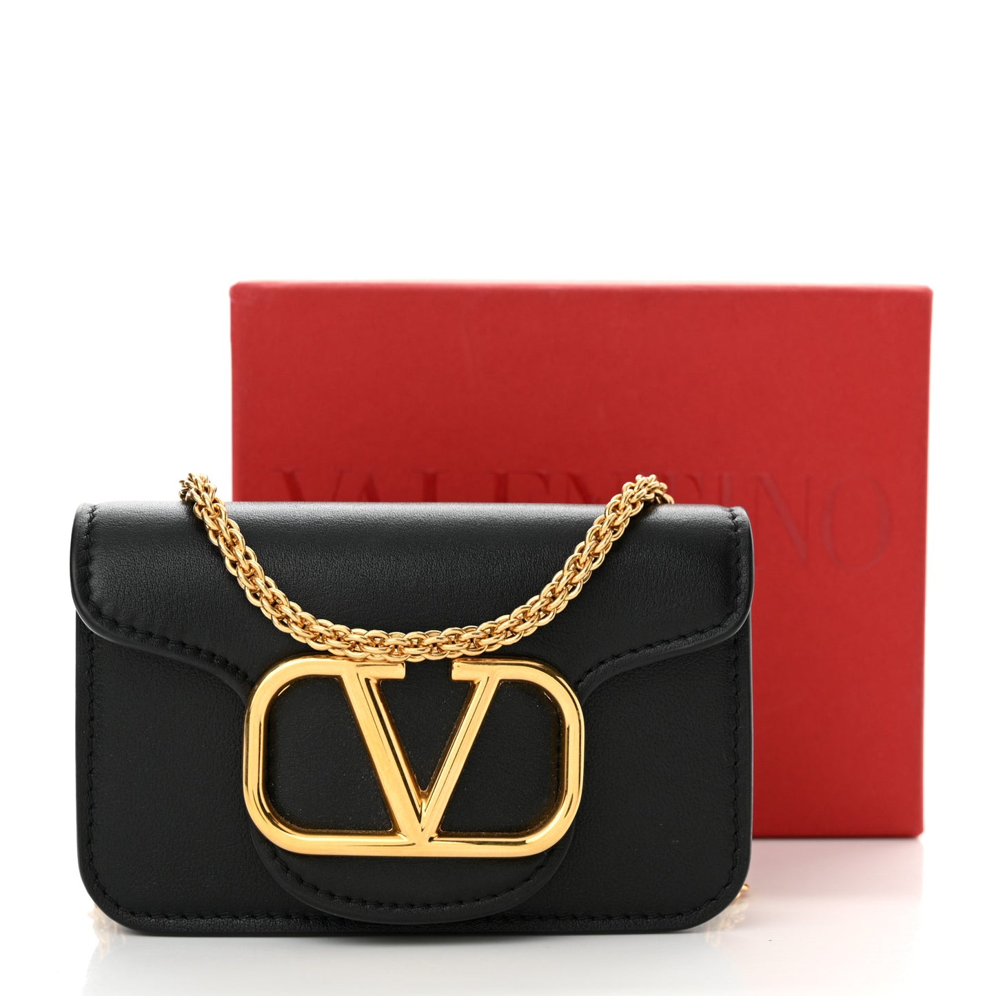 Calfskin Vlogo Chain Micro Loco Bag Black