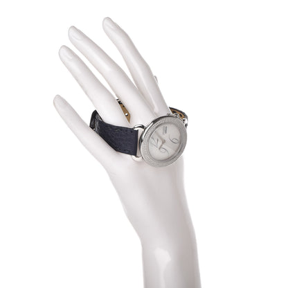 Fendi Stainless Steel Calfskin Diamond Pave Bezel Mother of Pearl 37mm Selleria Quartz Watch 2 of 9