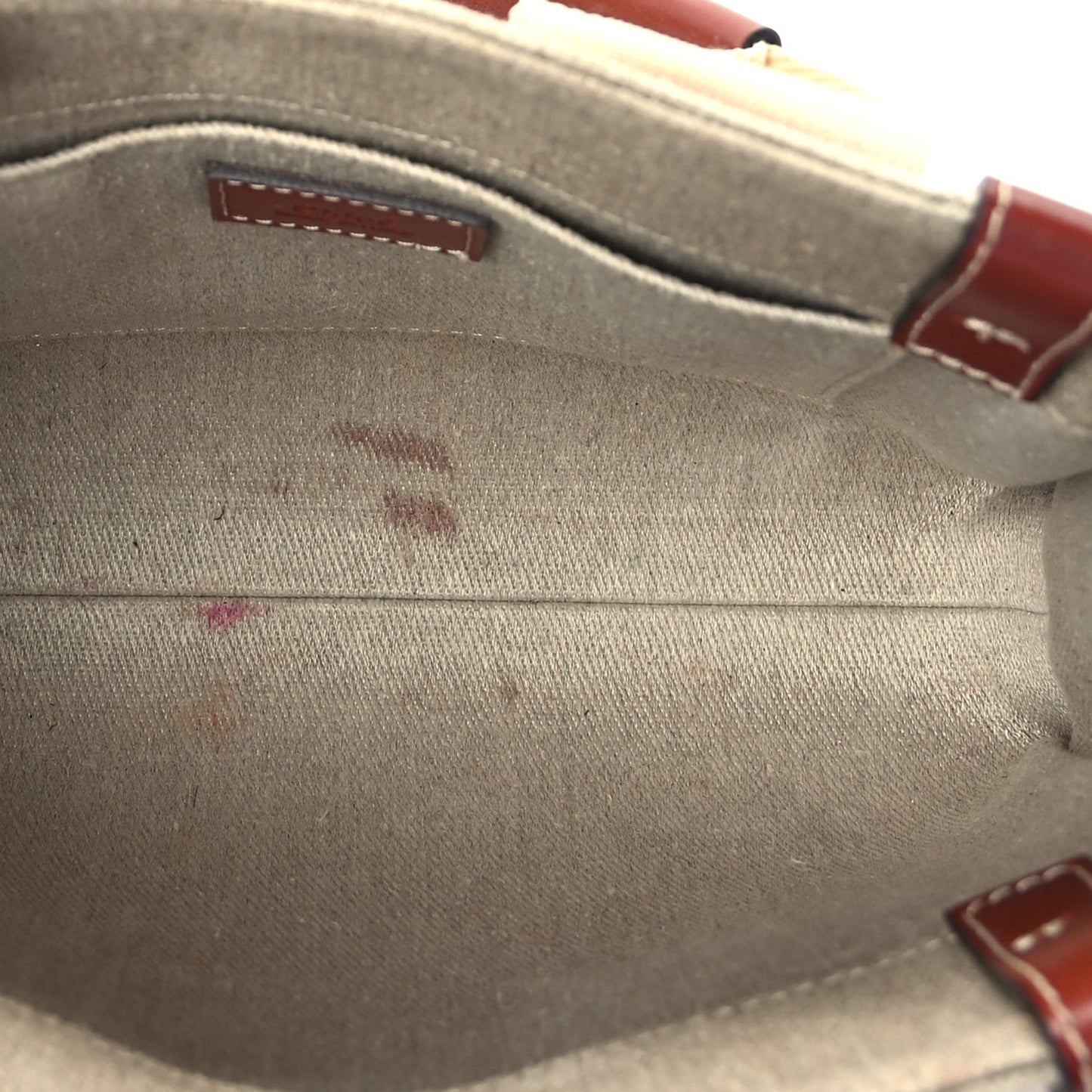 Cotton Calfskin Small Woody Ribbon Tote  White Brown