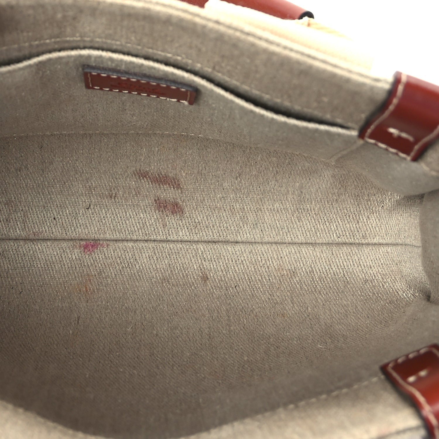 Chloe Cotton Calfskin Small Woody Ribbon Tote  White Brown 4 of 8