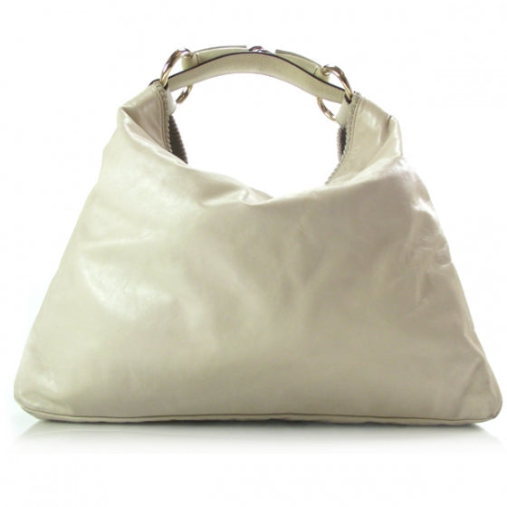 Gucci Leather Large Horsebit Chain Hobo Ivory 1 of 8