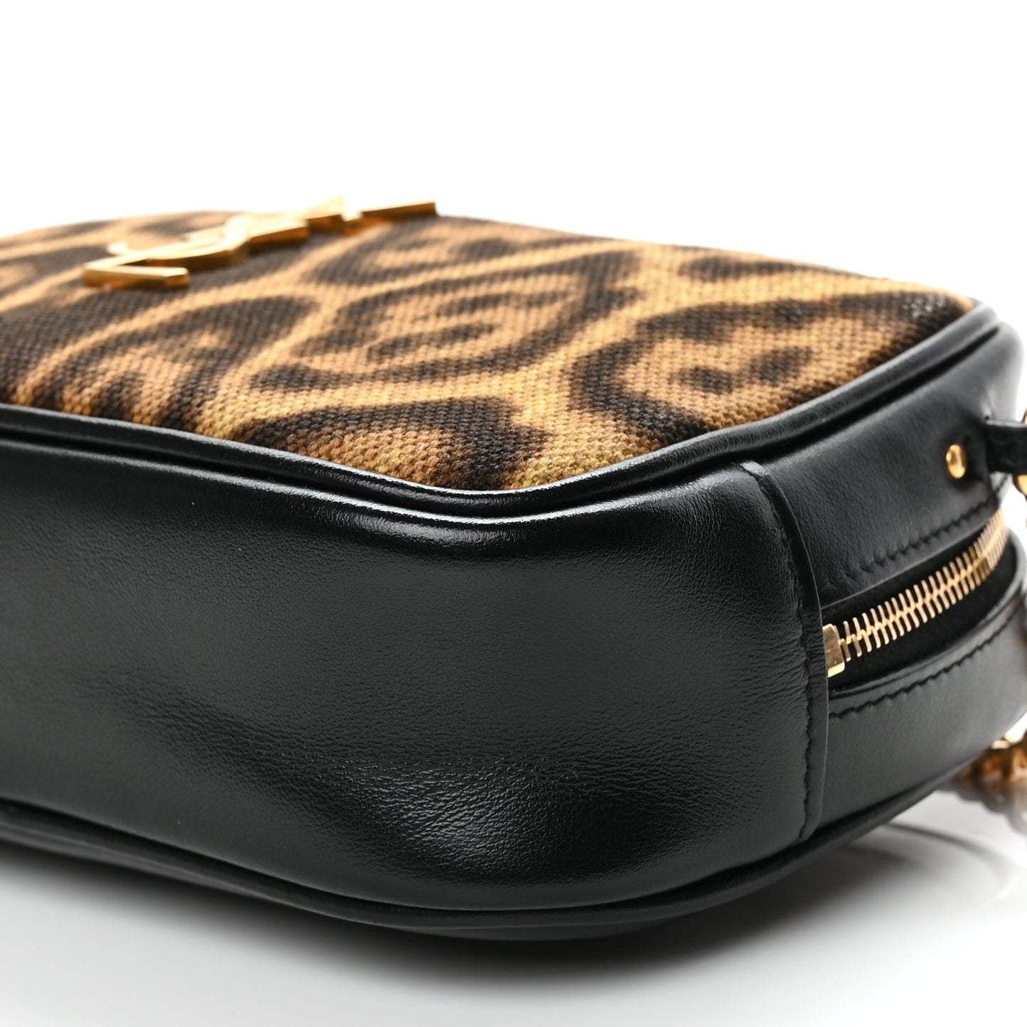 Canvas Calfskin Leopard Print Monogram Mini Lou Camera Bag Brown