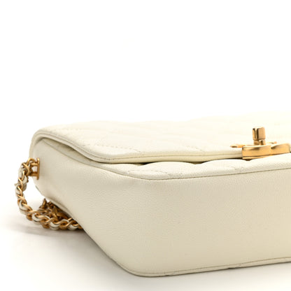 Chanel Shiny Caviar Quilted Large Chain Melody Flap White 9 of 11