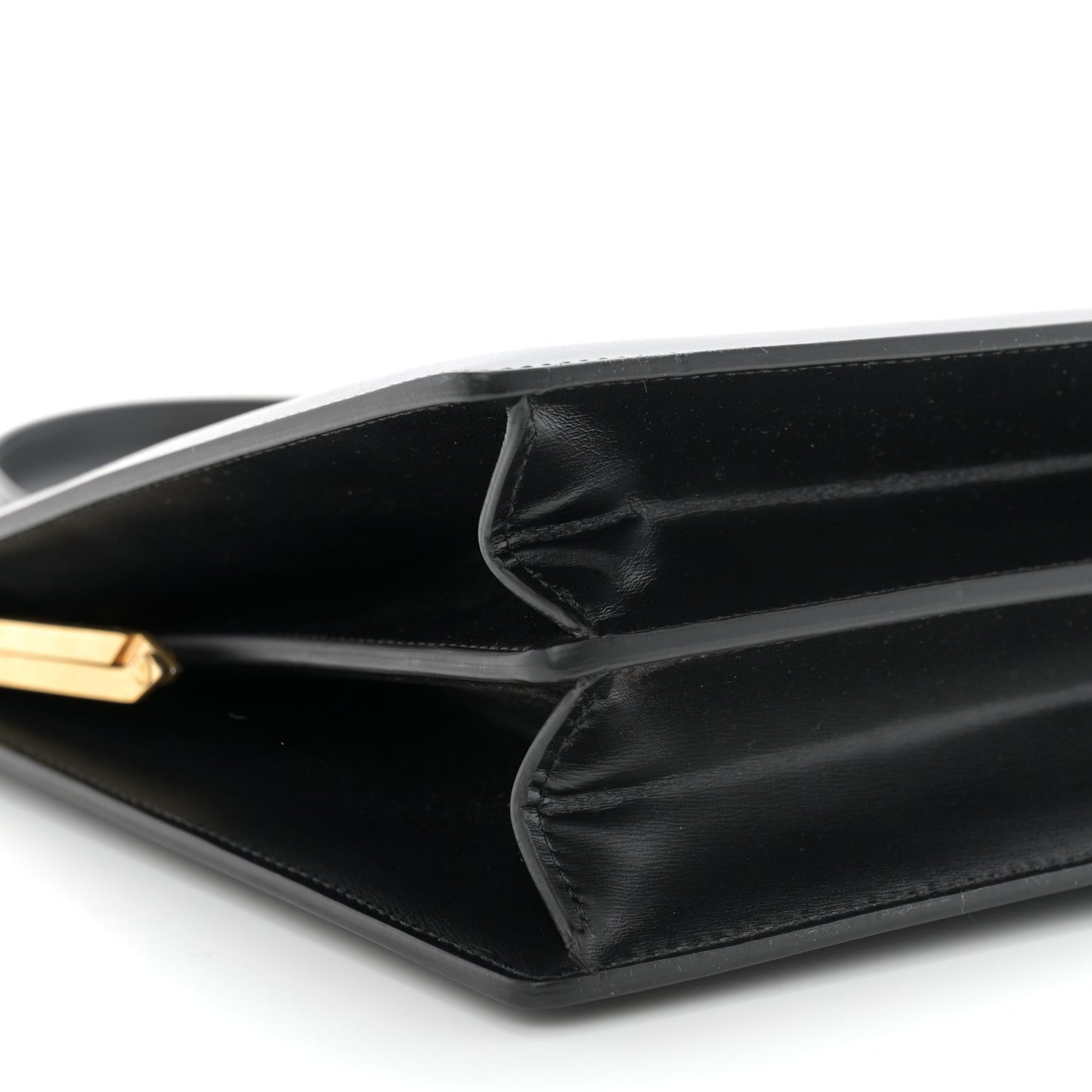 Box Calfskin Medium Clasp Bag Black