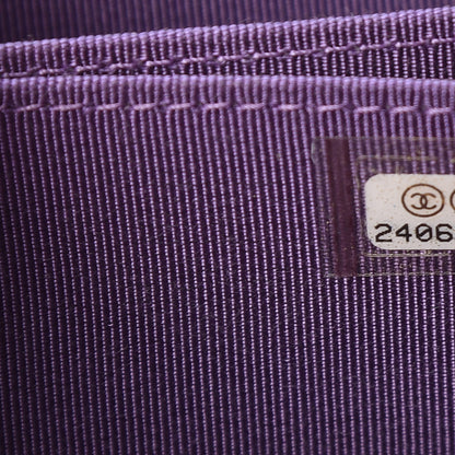 Chanel Metallic Lambskin Quilted Zip Around Coin Purse Wallet Dark Purple 7 of 8