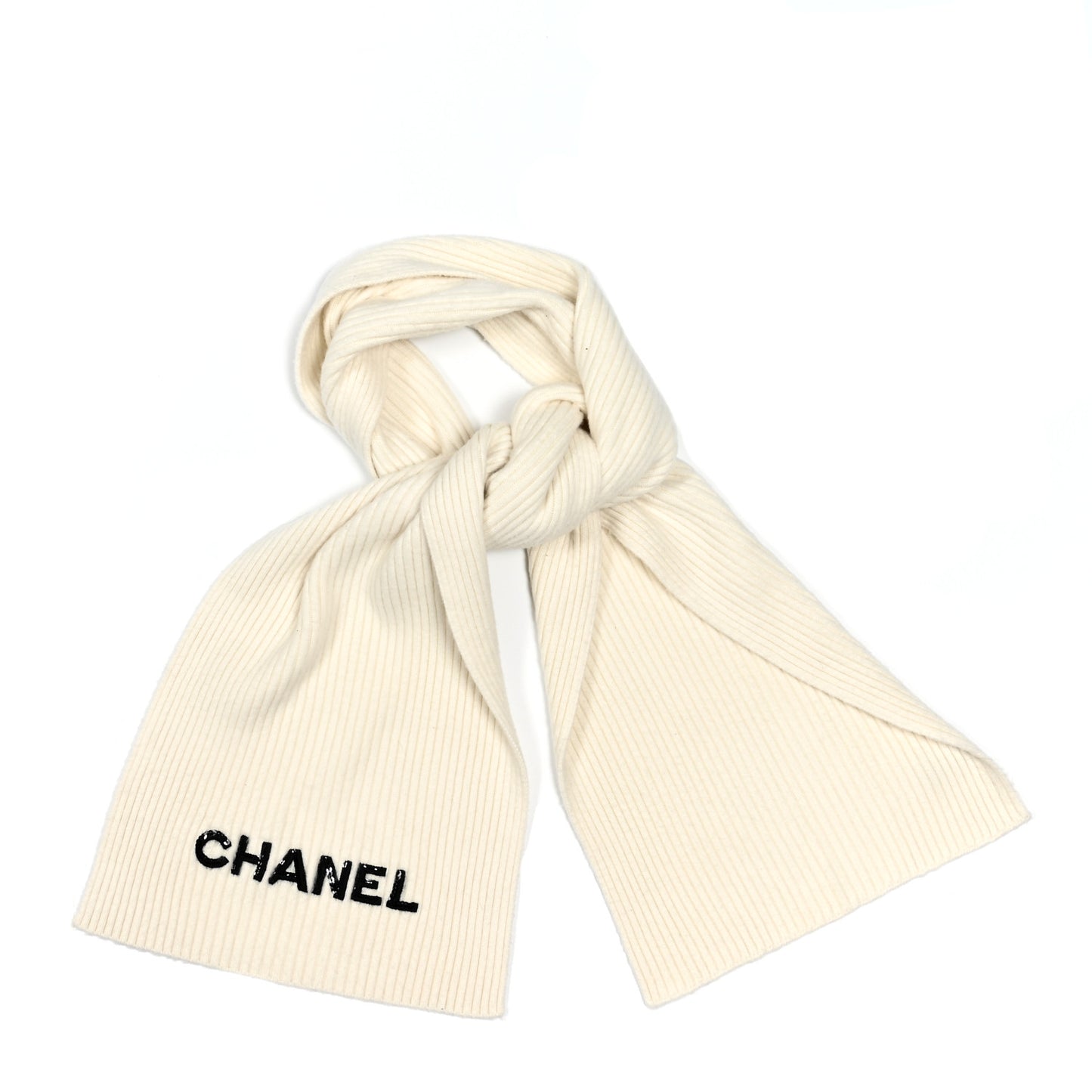 Cashmere Logo Scarf White Black