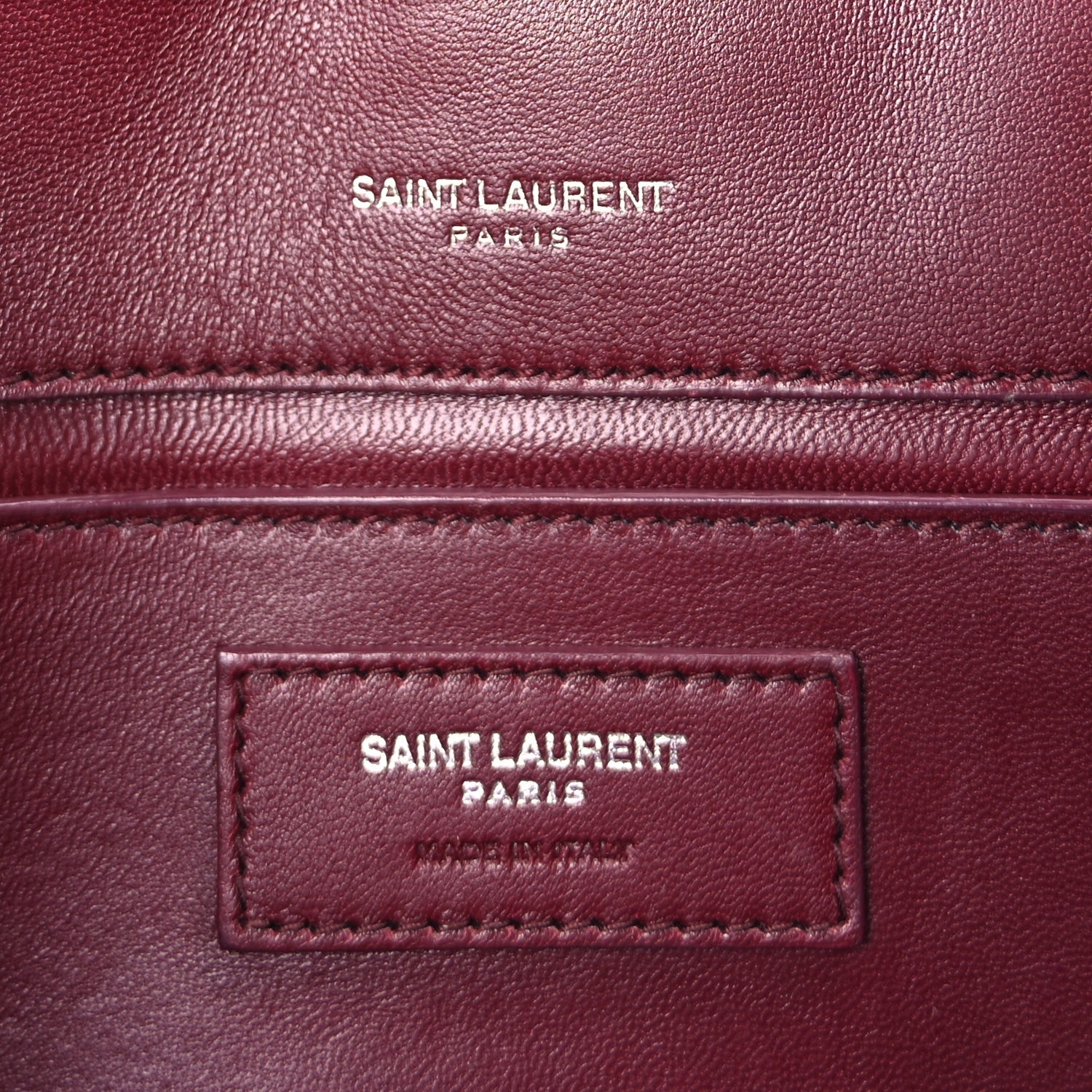 Saint Laurent Snakeskin Medium Classic Monogram Satchel Burgundy 5 of 7