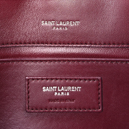 Saint Laurent Snakeskin Medium Classic Monogram Satchel Burgundy 5 of 7