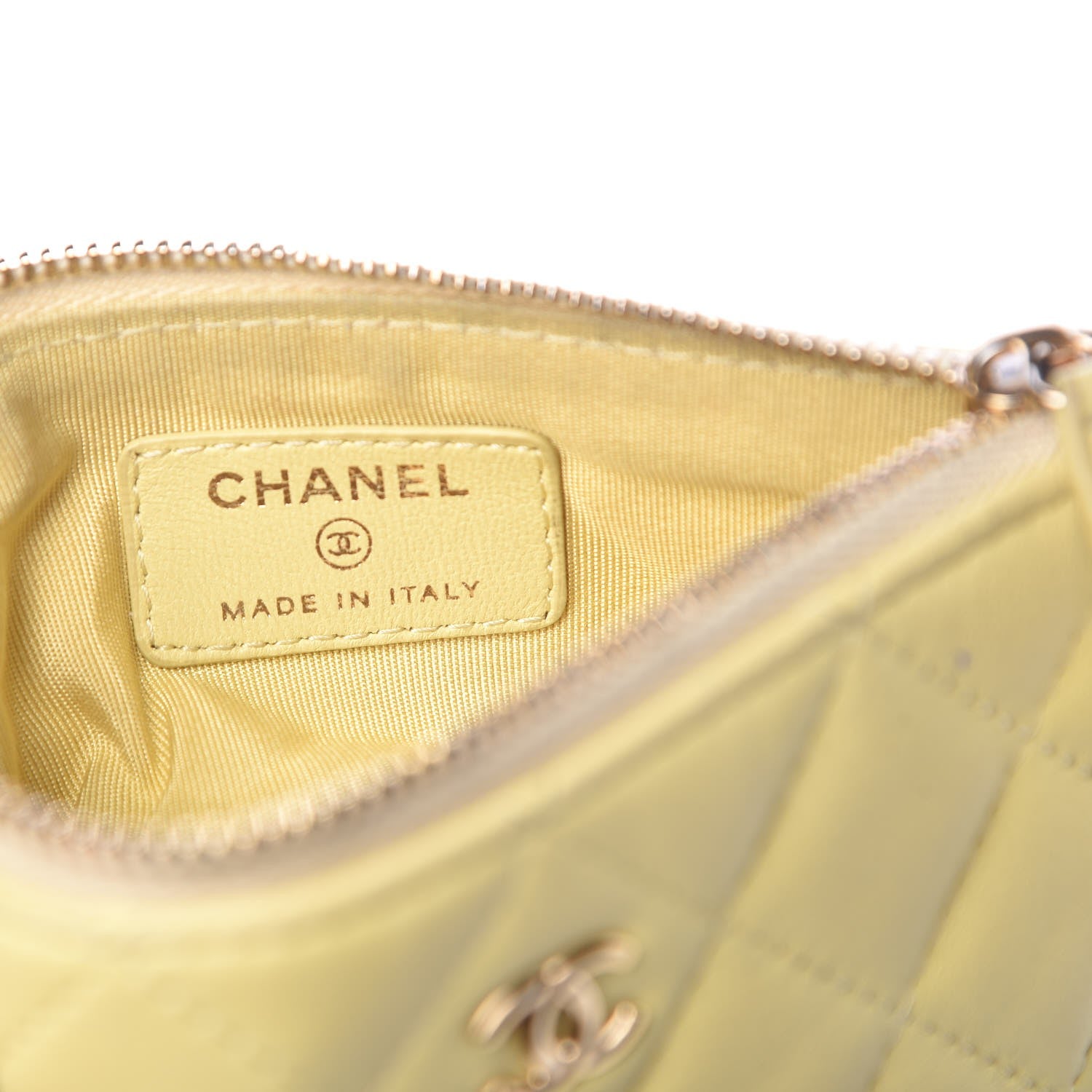 Chanel Lambskin Quilted Small Cosmetic Case Yellow 6 of 16