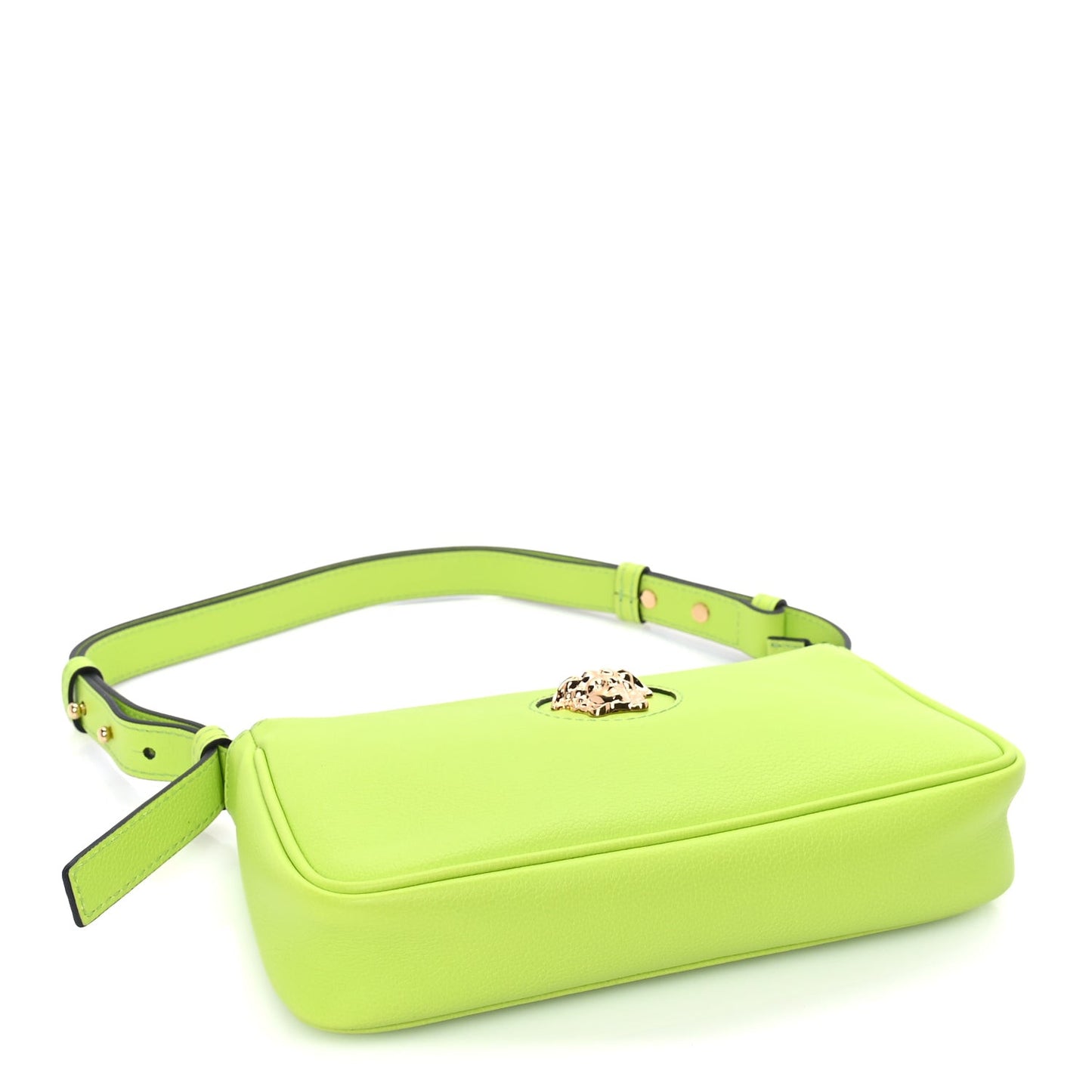 Grained Calfskin Medusa Shoulder Bag  Lime
