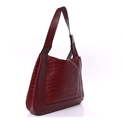 Mulberry Crocodile Embossed Calfskin Marloes Hobo Burgundy 2 of 8