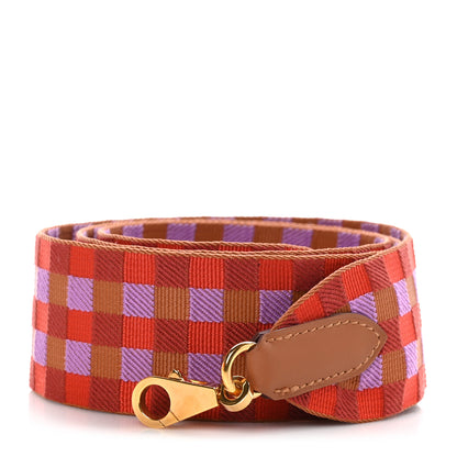 Hermes Toile Swift 50mm Maxi Quadrille Shoulder Strap Capucine Parme Rouge Duchess Gold 1 of 6