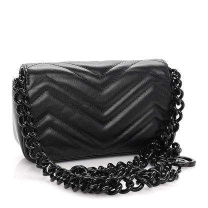 Gucci Calfskin Matelasse Monochrome GG Marmont Chain Belt Bag  Black 2 of 8