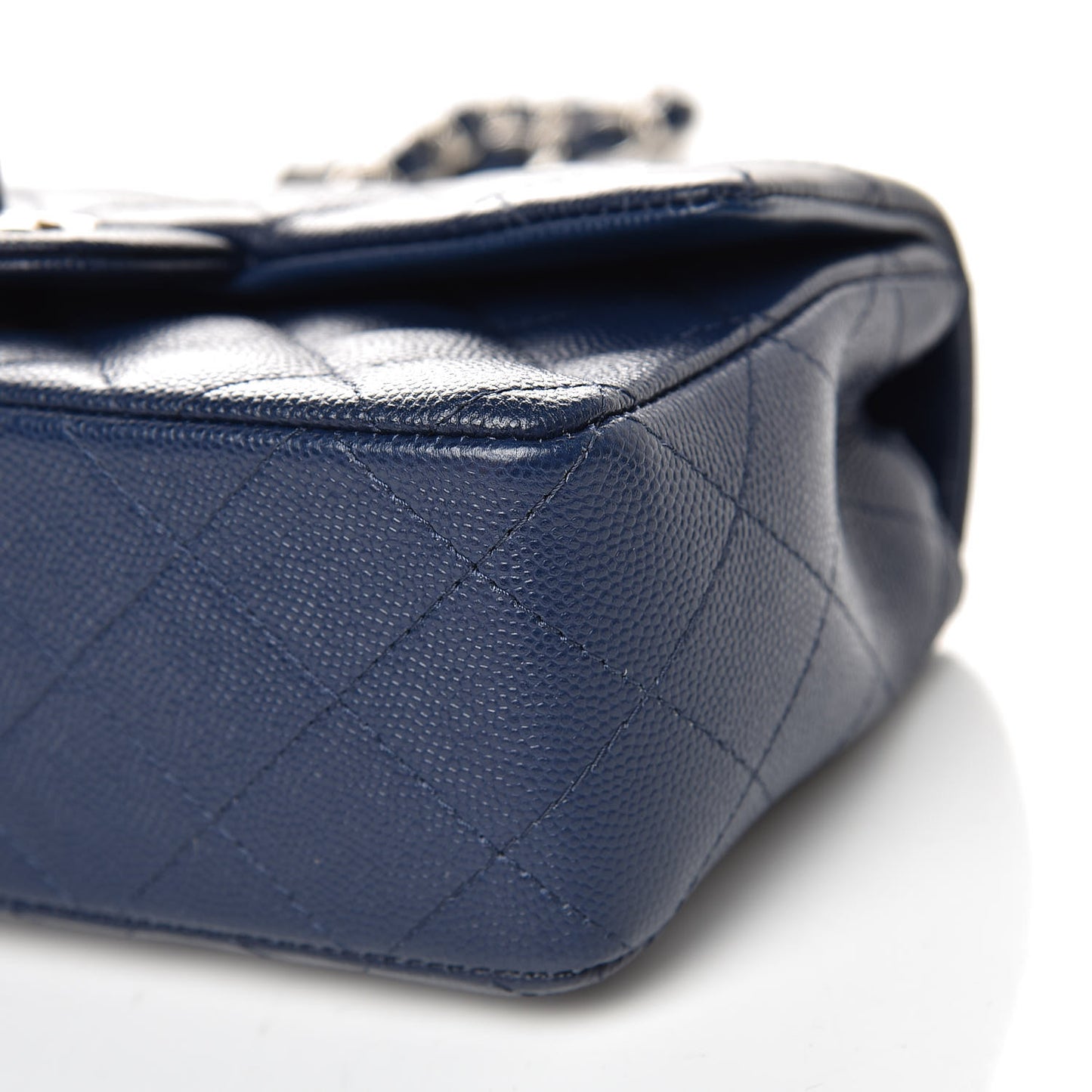 Caviar Quilted Mini Rectangular Flap Navy
