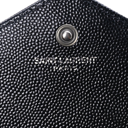 Saint Laurent Grain De Poudre Matelasse Chevron Monogram Monochrome Chain Wallet  Black 5 of 8